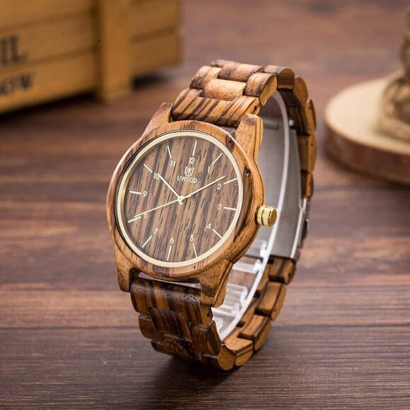 ✨ Leeev Unisex Natural Men Brown Wooden Series 40 mm Gift Box & Band Watches - Picture 3 of 7